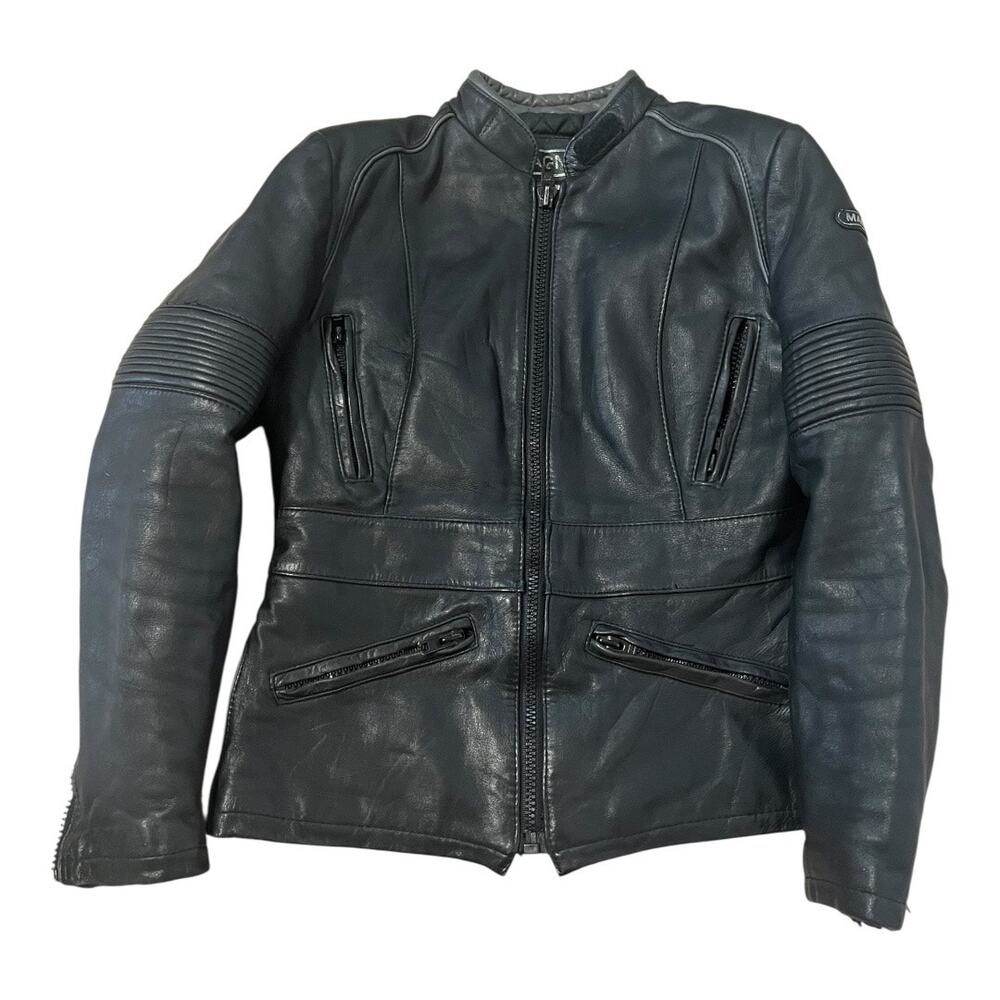 Leather Motorcycle Jacket Womens Vintage Moto Cafe Racer Biker Rider Small